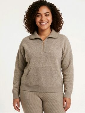 Janet Chung 3/4 Zip Lightweight Summer Sweater Size M